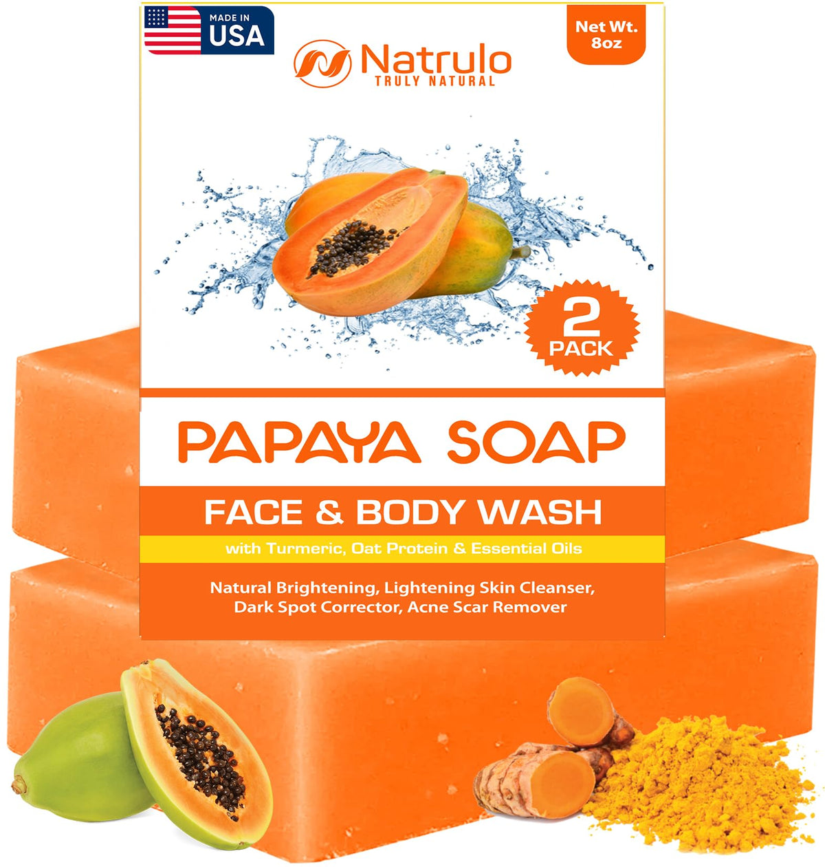 Natrulo Papaya Soap Bar Pack 2 — brightening cleanse for skin.