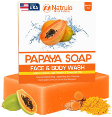 Natrulo Papaya Soap Face Wash Bottle demonstrates daily cleansing for a brighter complexion.