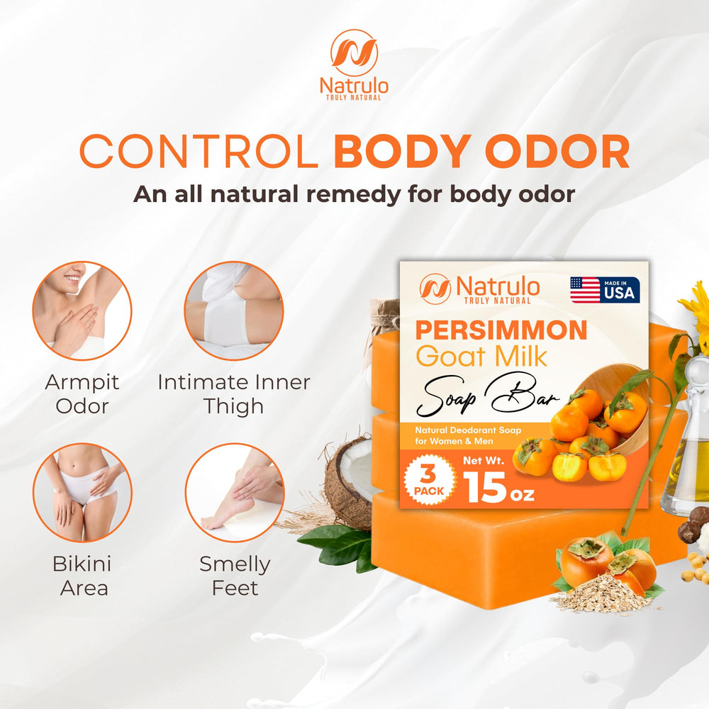 Natrulo Persimmon Goat Milk Bar ingredients with shea butter and essential oils hint at soothing nourishment.