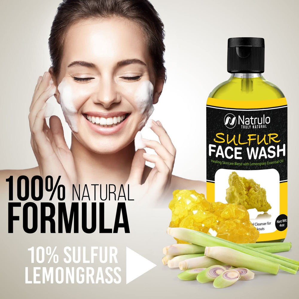 Close-up view of pore-tightening effect with Natrulo sulfur wash