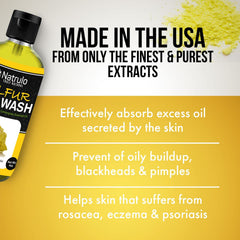 Lather close-up of Natrulo sulfur face wash cleanses pores