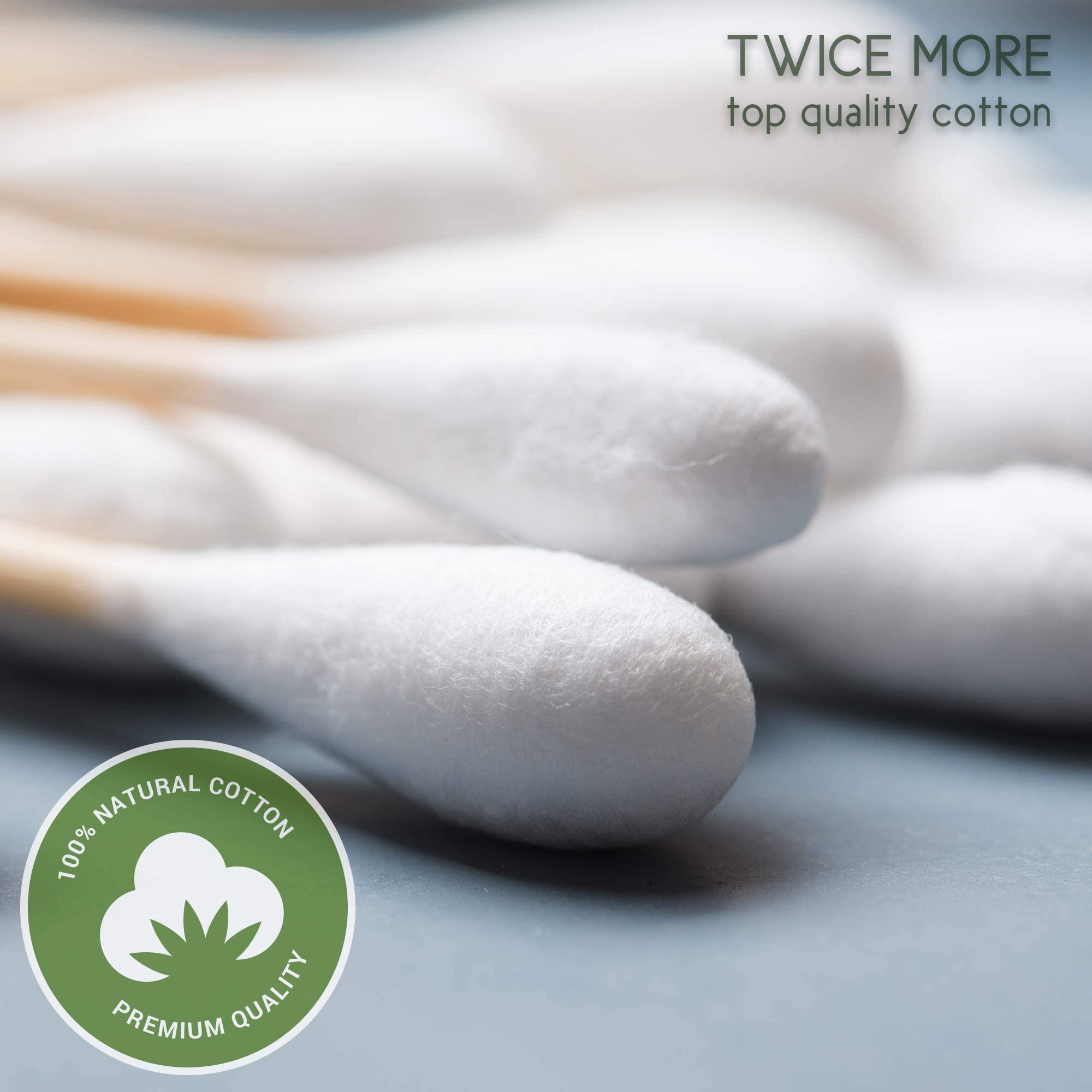 NATULANE bamboo cotton swabs packaging shows unbleached recyclable material for sustainable storage.