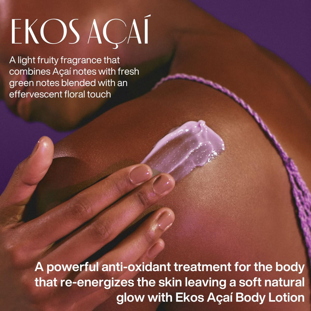 Natura acai body lotion packaging mockup, highlighting clean Brazilian formula.