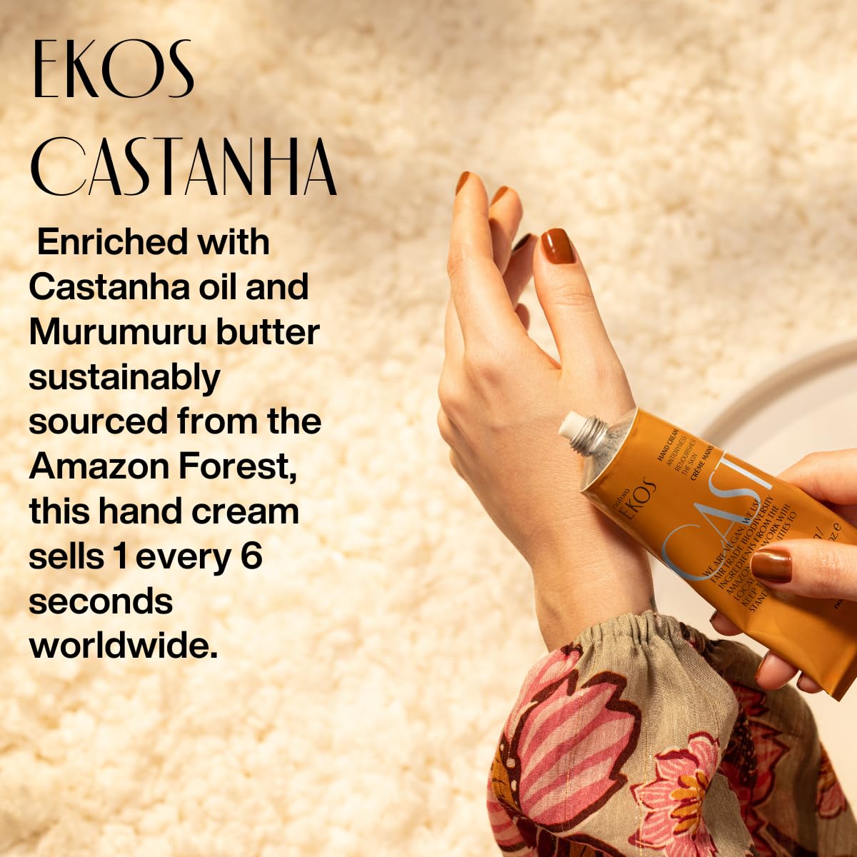 Natura Brazil Nut Hand Cream on nails and cuticles for conditioning.