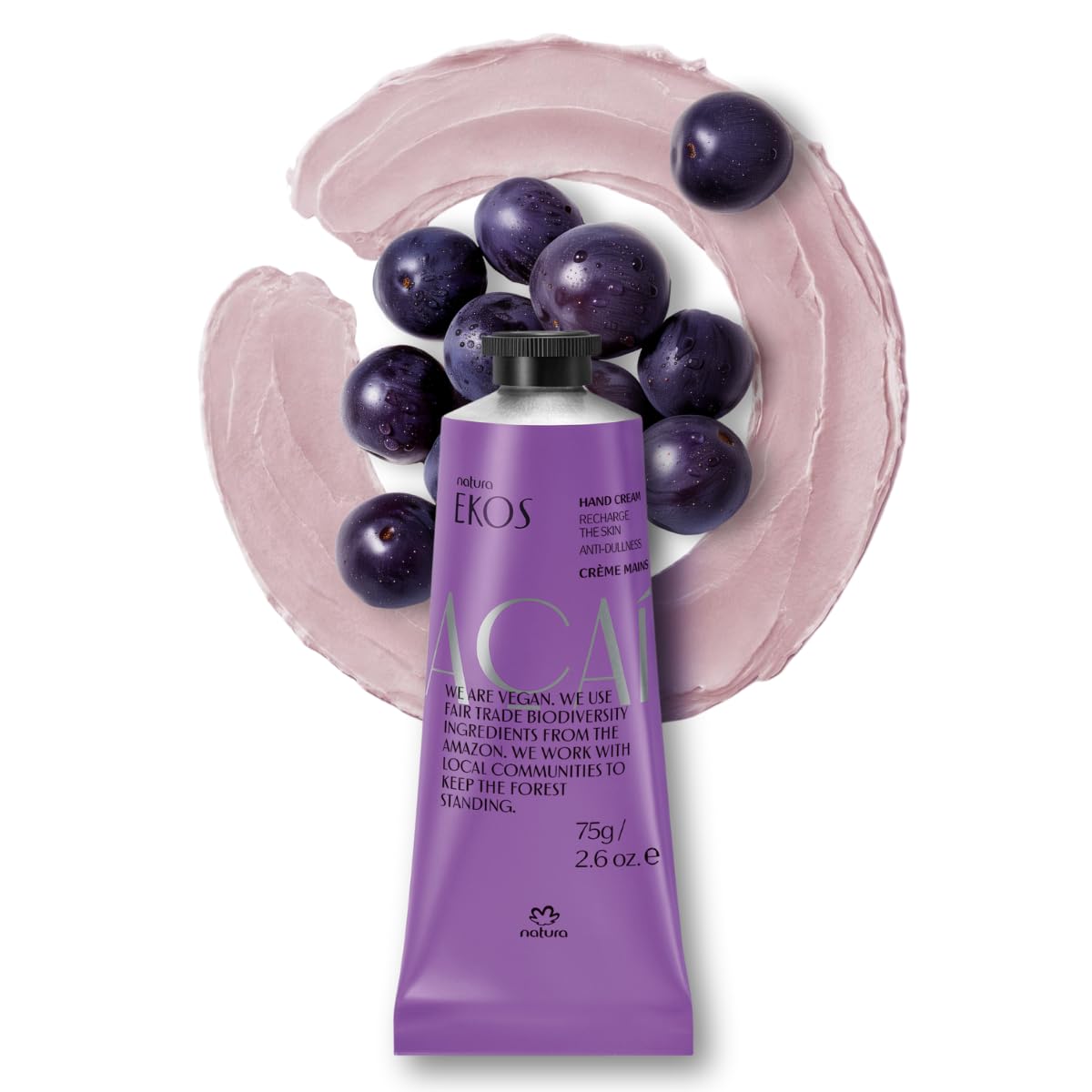 Natura Ekos Acai Hand Cream jar shows rich hydration for daily hands.