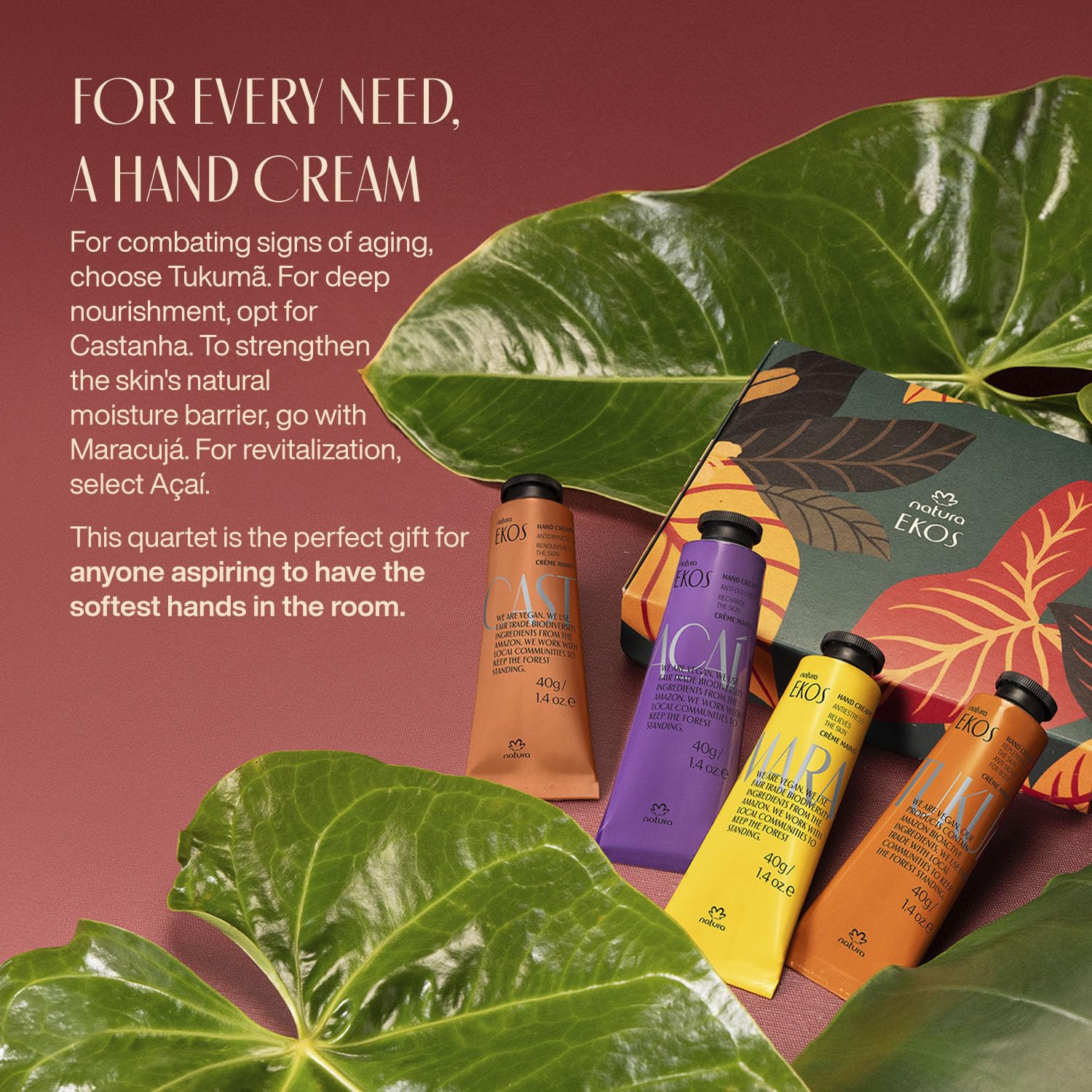Natura Ekos crema de manos acai, crema vegana para suavizar las manos