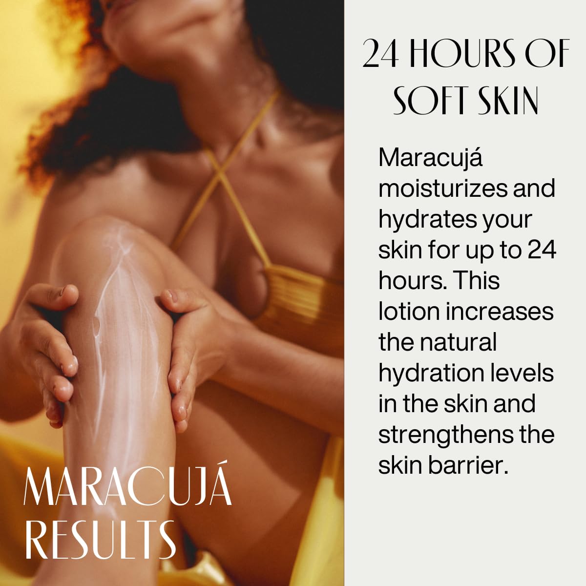 Natura Ekos Passion Fruit Relieving Body Lotion passion-fruit graphic emphasizes natural ingredients and benefits.