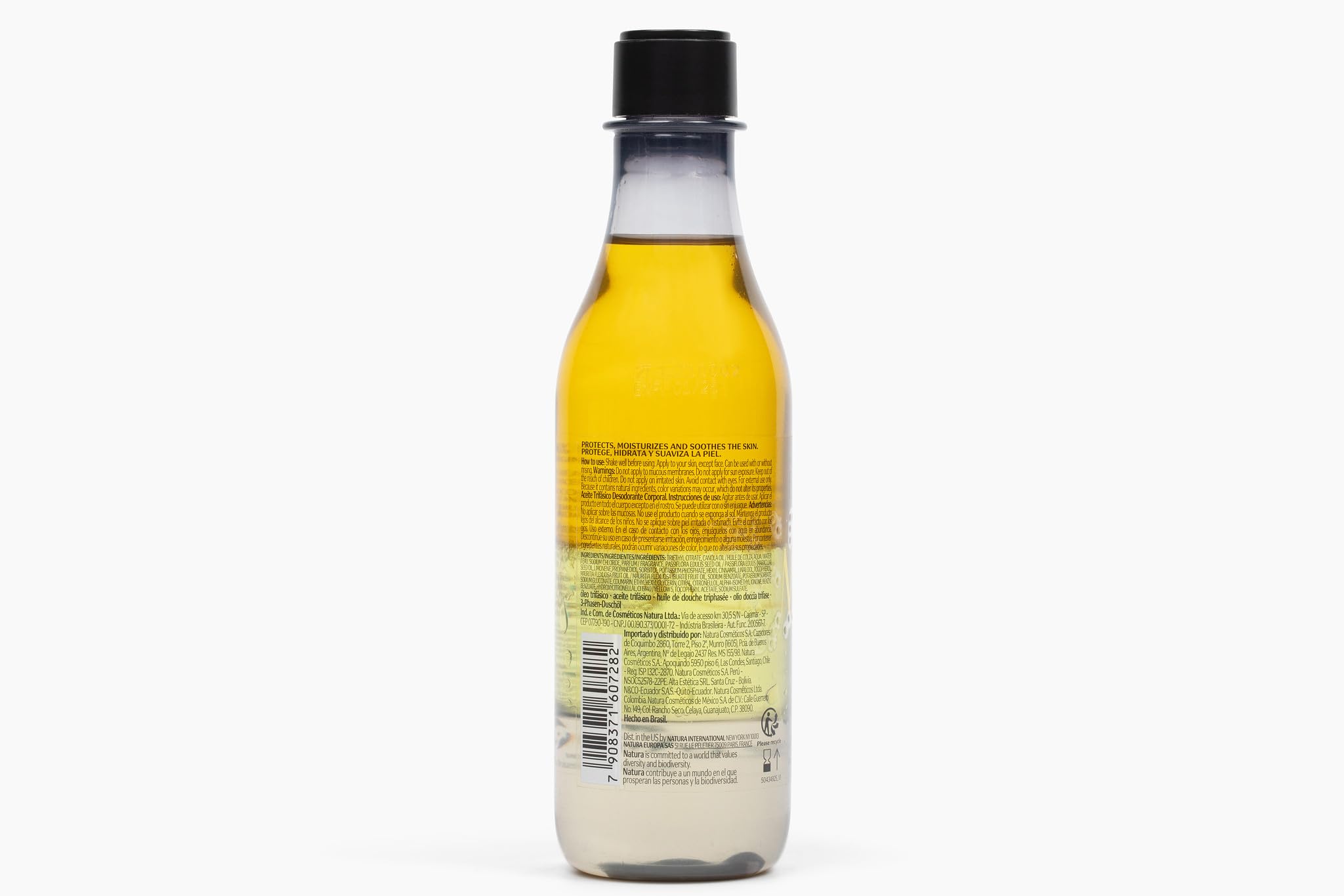 Natura Passion Fruit Oil applied to skin for quick hydration after shower.