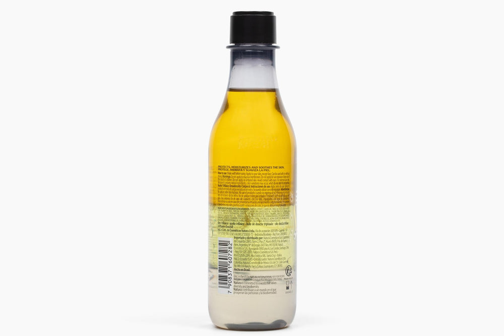 Natura Passion Fruit Oil applied to skin for quick hydration after shower.