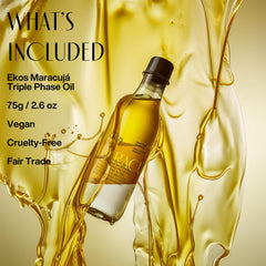 Pump-dispense moment with Natura triple-phase oil for smooth application.