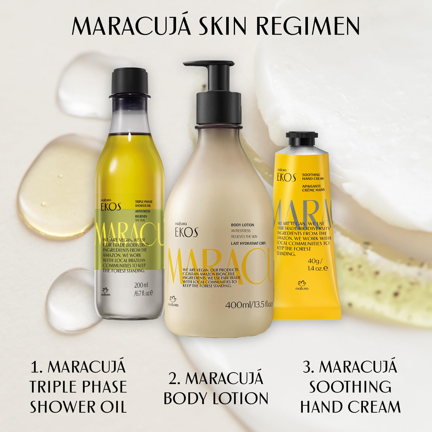 Vegan, natural-origin Natura formula emphasizing cruelty-free skincare benefits.