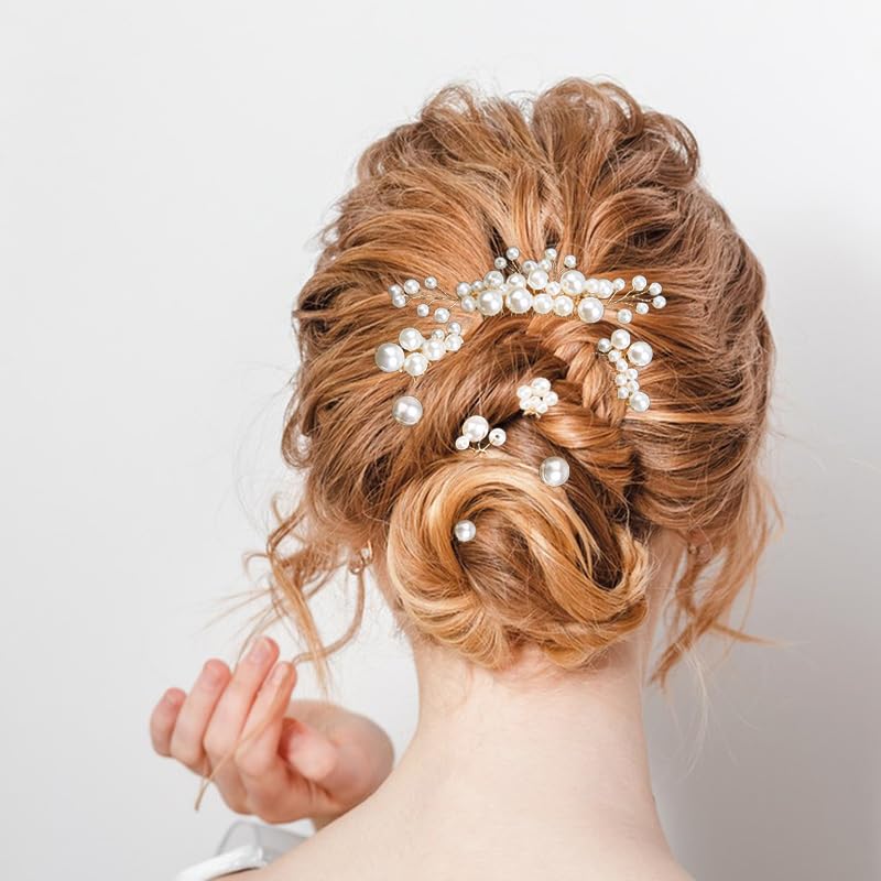 Naturahand dainty pearl hair pin design adds classic elegance to any bridal look.