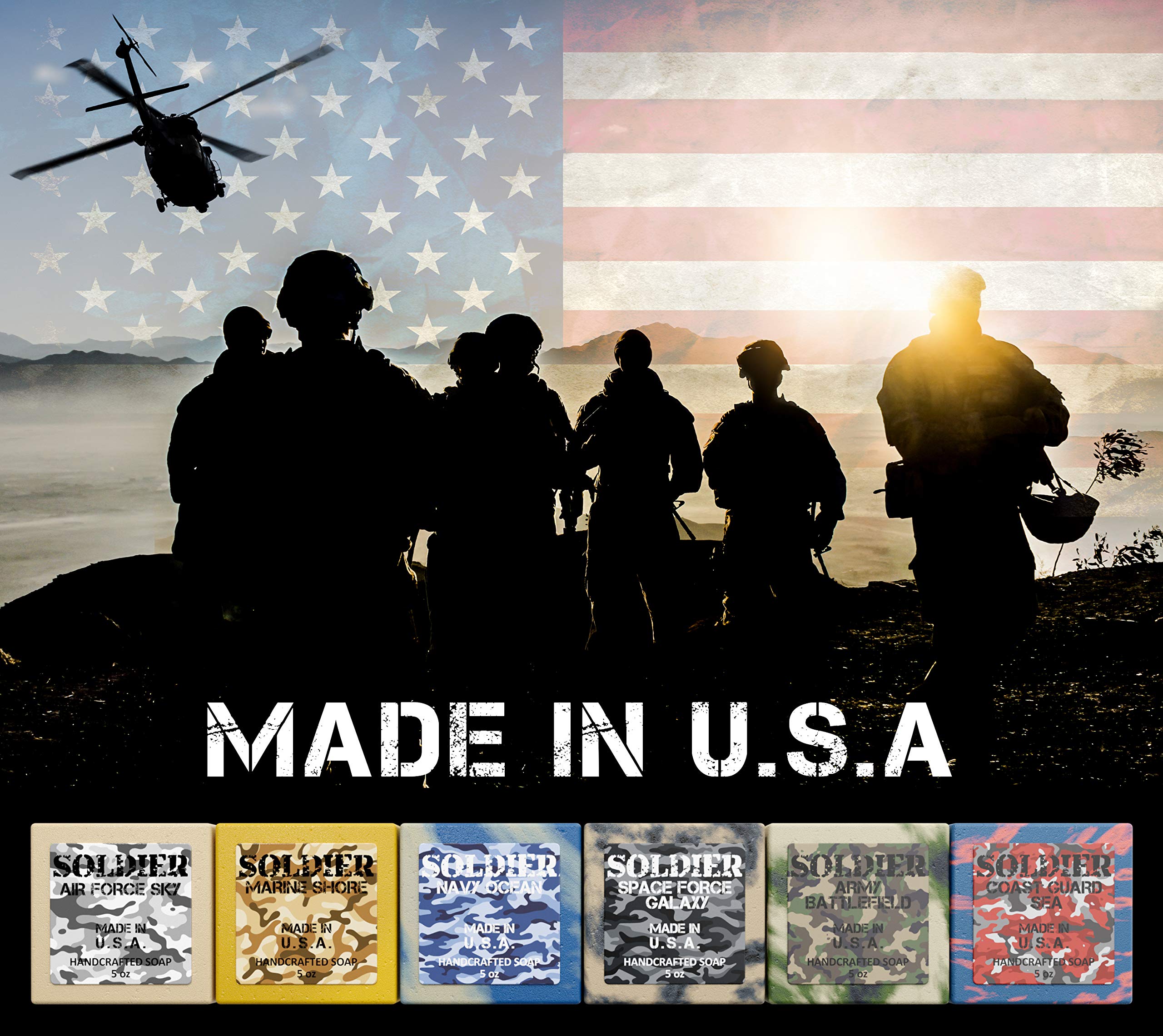 Six 5-ounce NATURAL AMERICAN Soldier bars ready for daily use.