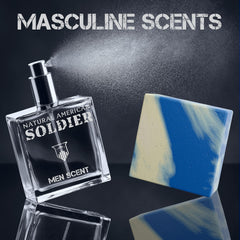 USA-made handmade NATURAL AMERICAN Soldier soap with cold-process finish.