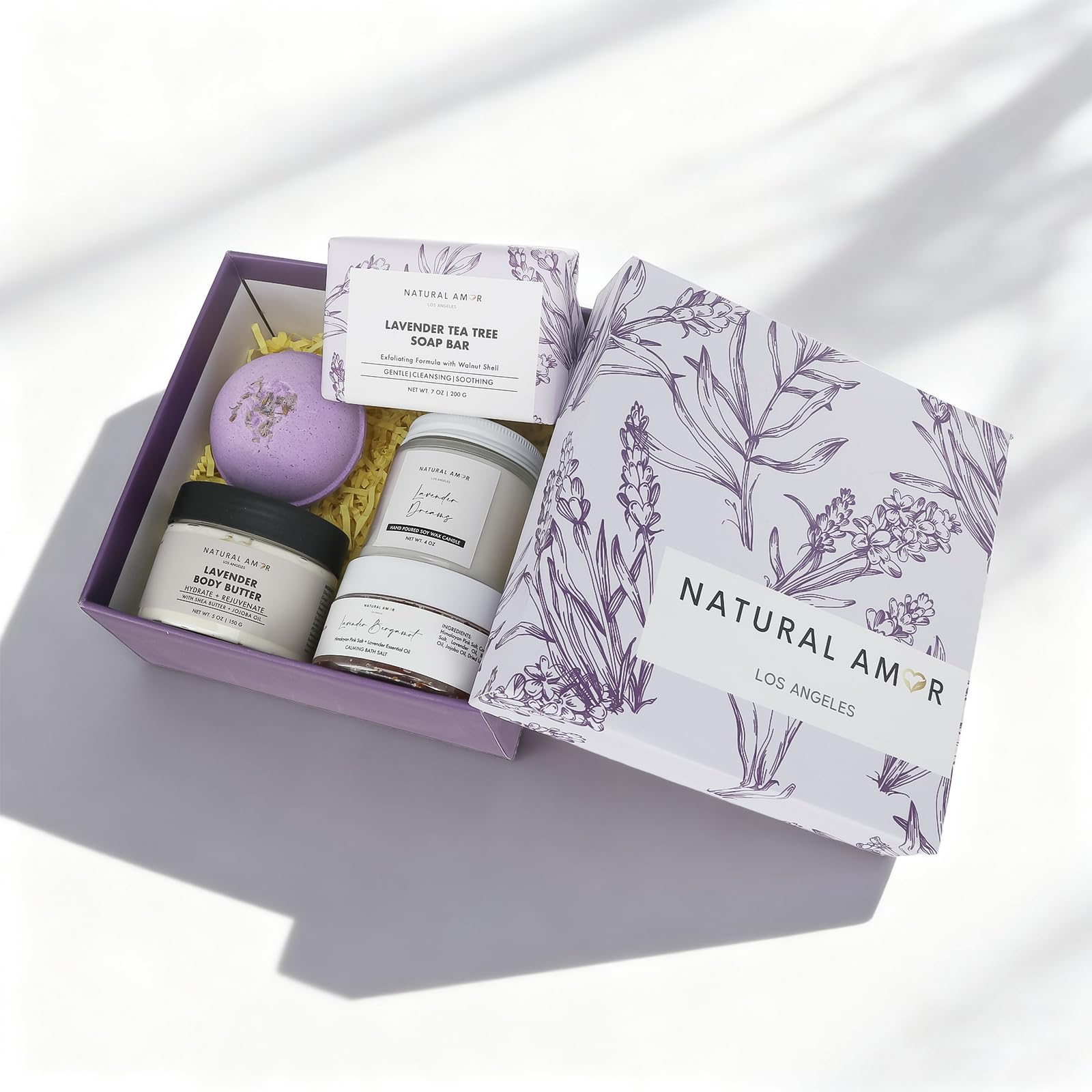 Natural Amor Los Angeles lavender spa bar soap for gentle cleansing and softness.