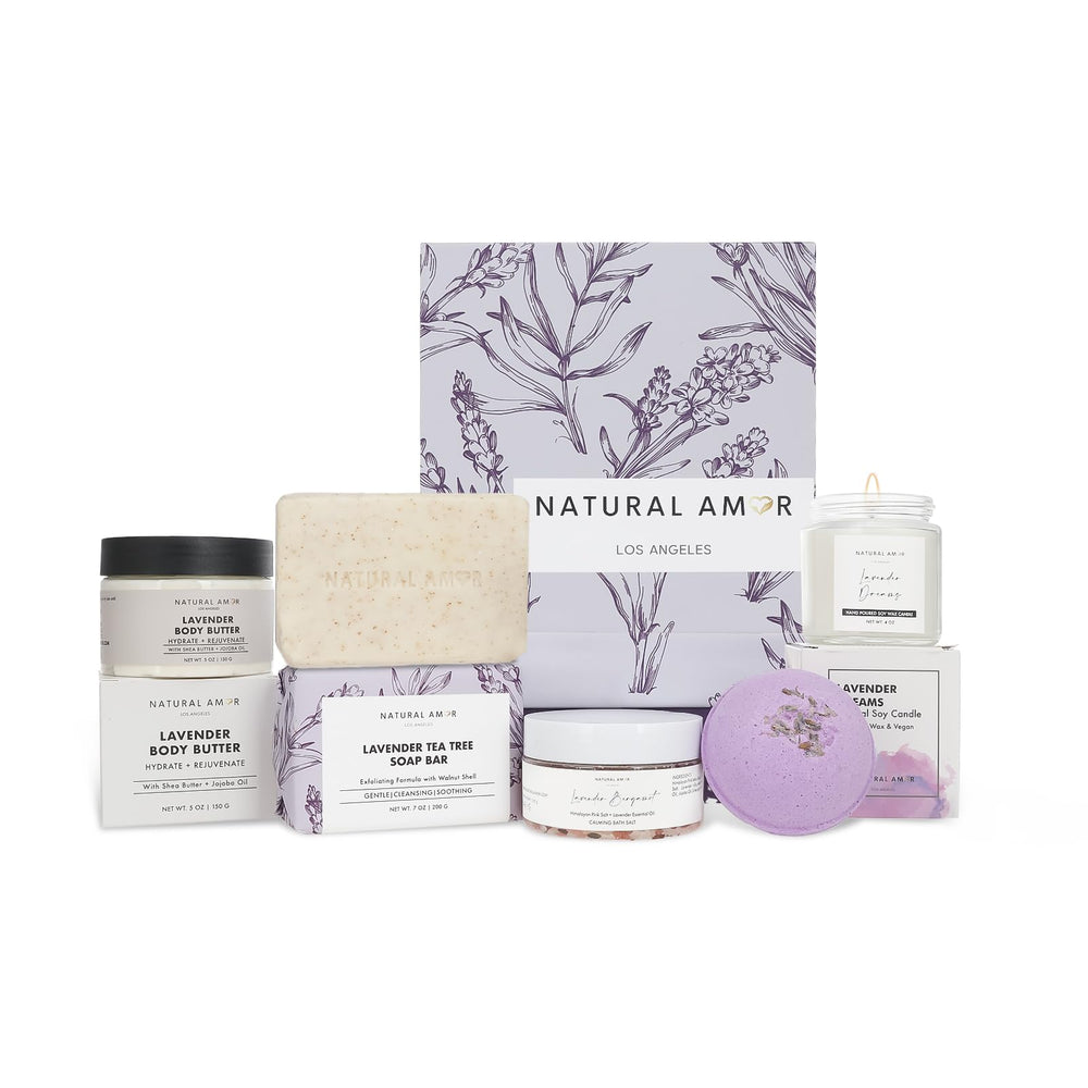 Natural Amor Los Angeles lavender spa bath bomb for a relaxing soak and mood calm.