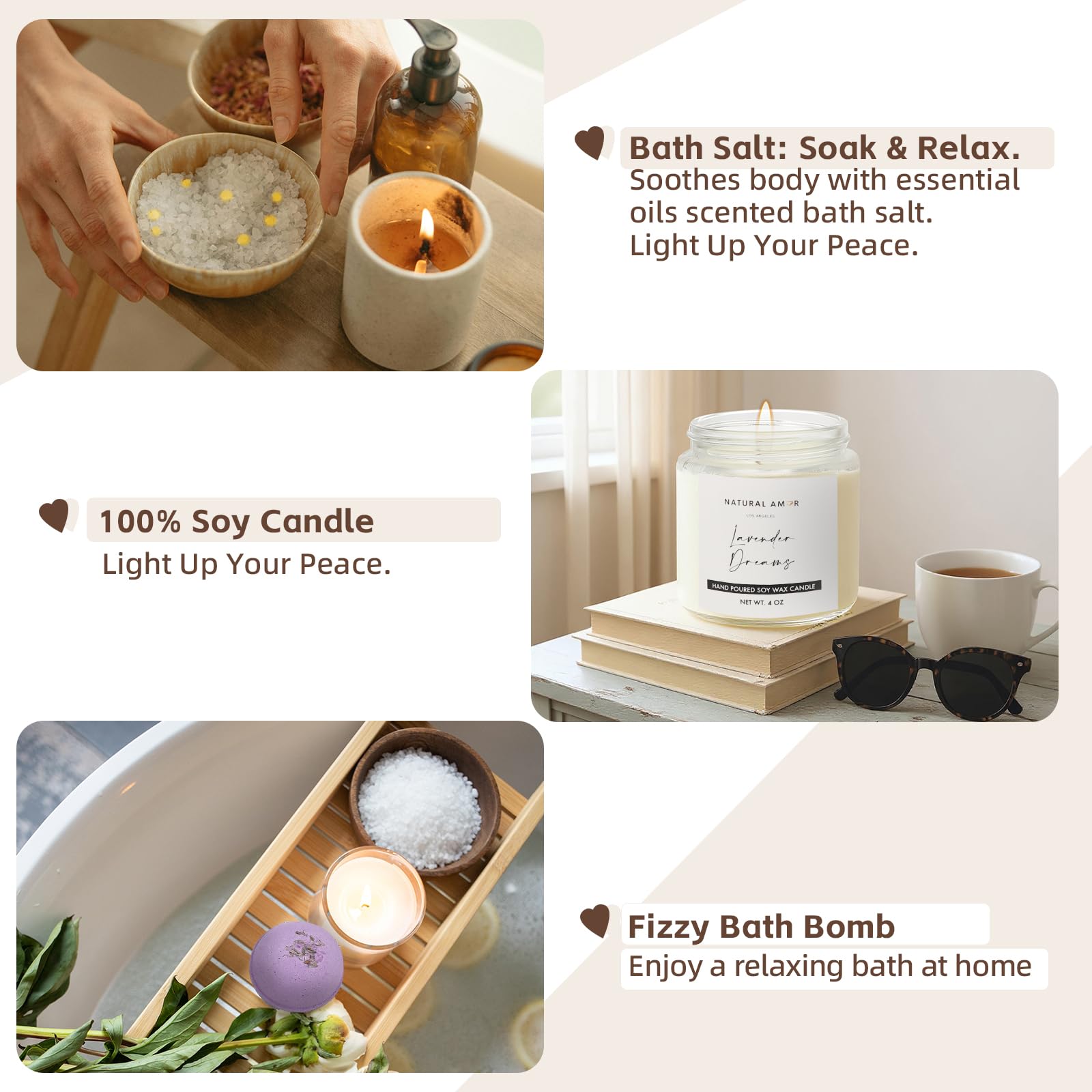 Natural Amor Los Angeles lavender candle for relaxation and cozy evenings.