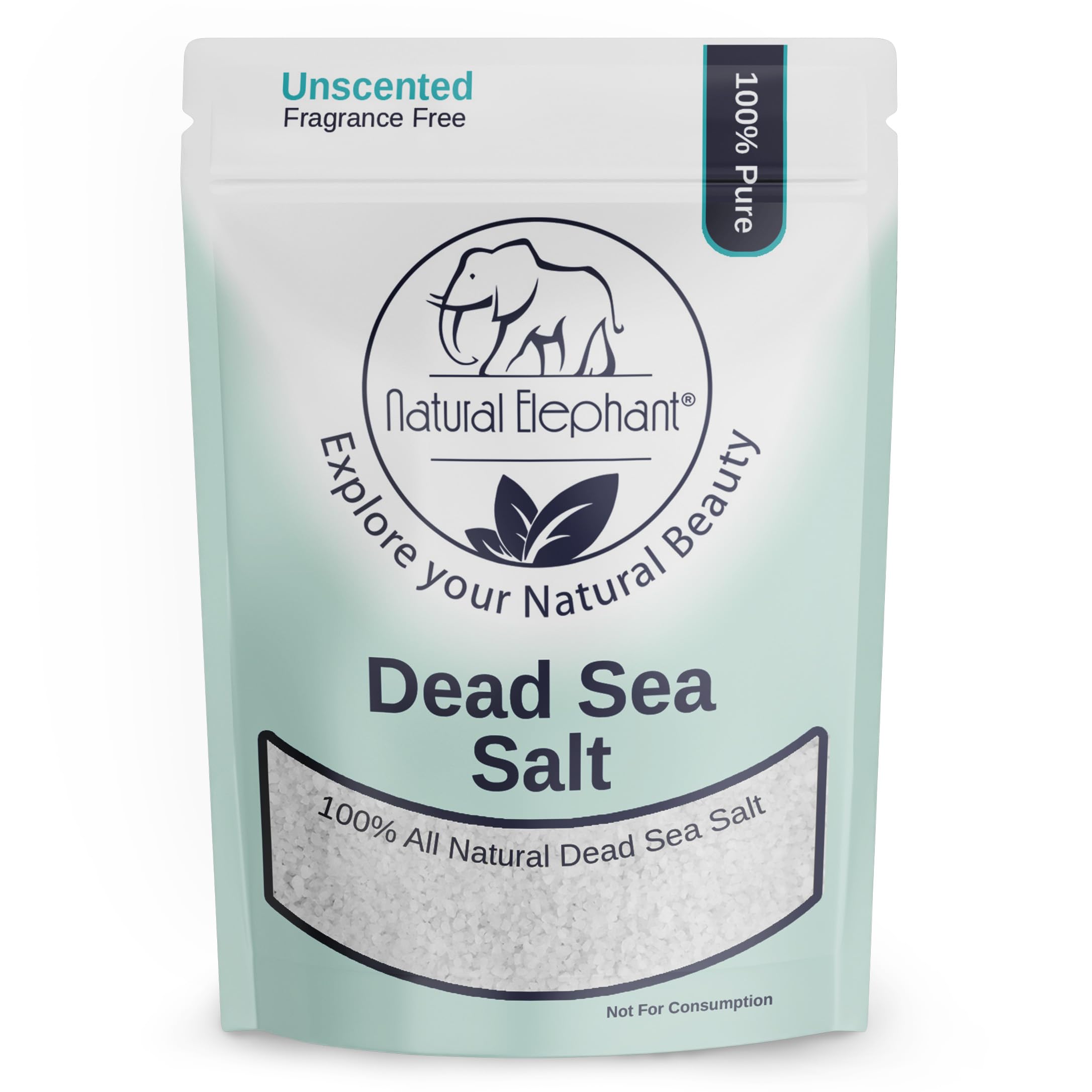 Natural Elephant Dead Sea Bath Salt 2lb pack for mineral-rich skincare and soothing baths.