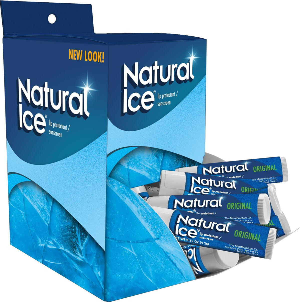 Natural Ice Lip Balm Original SPF 15 tube with 48-pack, portable lip protection