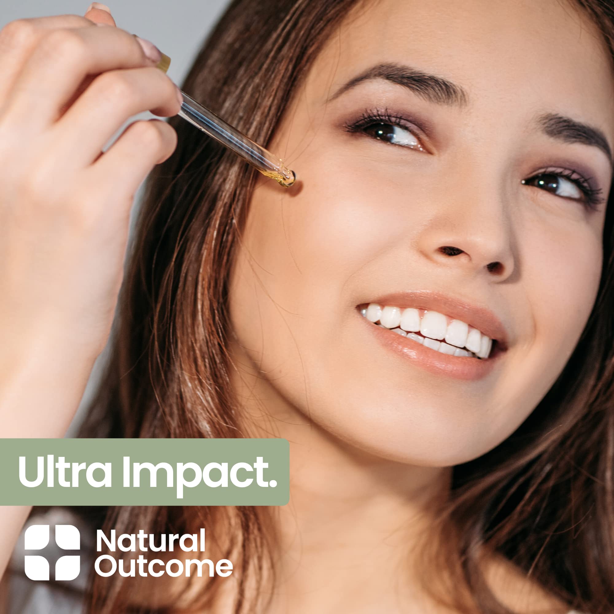 Natural Outcome daily-use serum on clean skin for morning or night care.