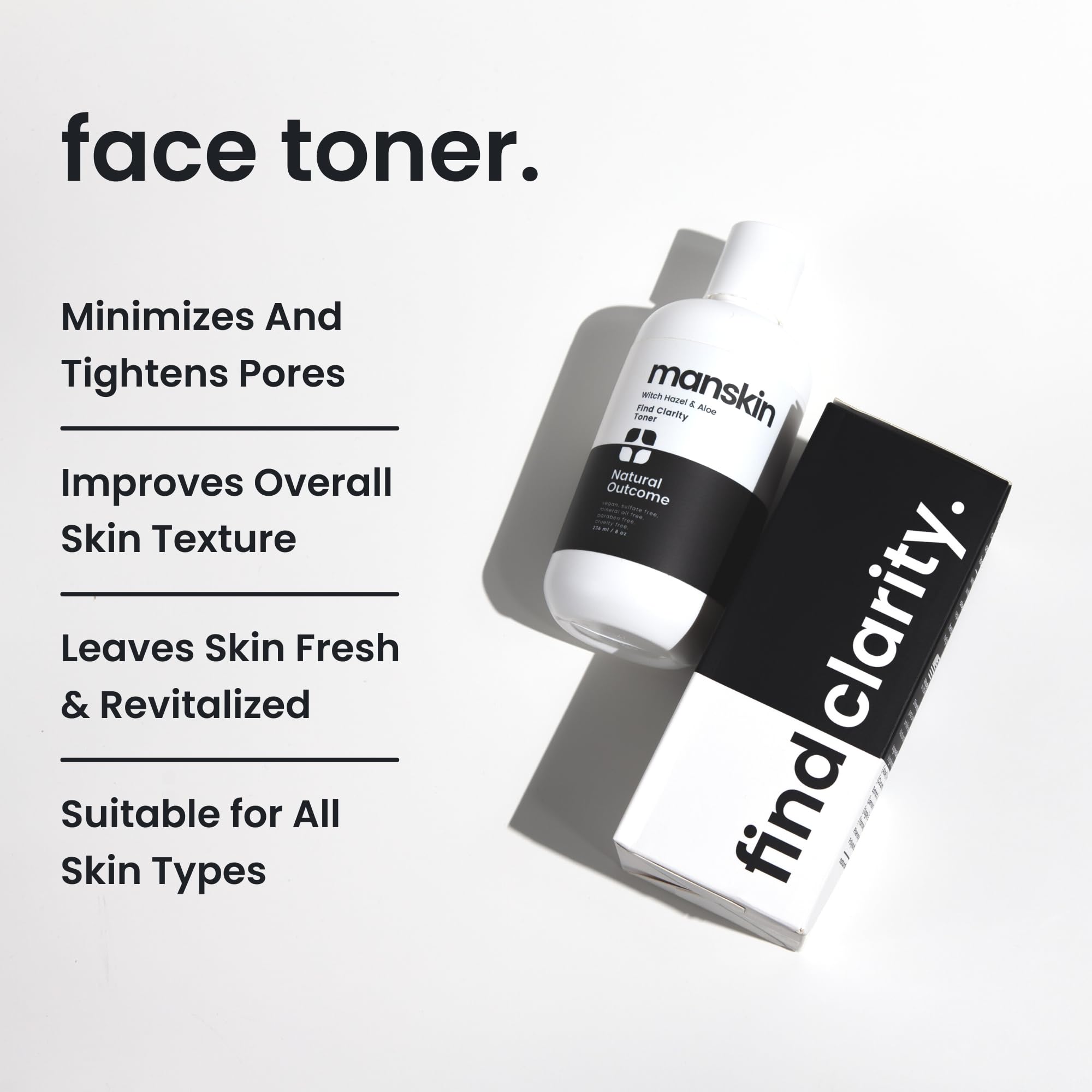 Natural Outcome Man Skin Toner on cotton pad for easy daily cleansing