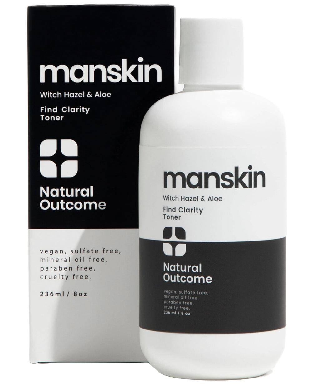 Natural Outcome Man Skin Toner bottle close-up for refreshed, balanced pores
