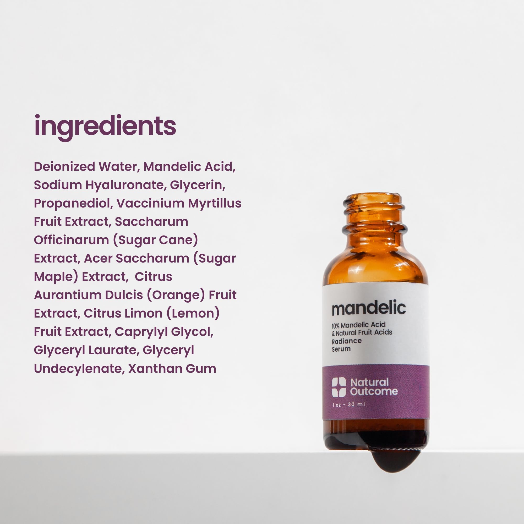 Natural Outcome Mandelic Acid Serum even-tone image hints at reduced dark spots.