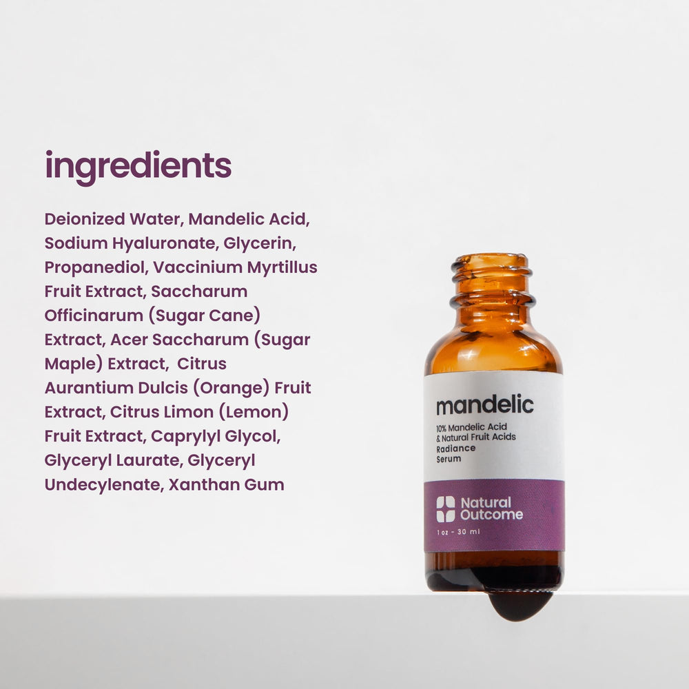 Natural Outcome Mandelic Acid Serum even-tone image hints at reduced dark spots.