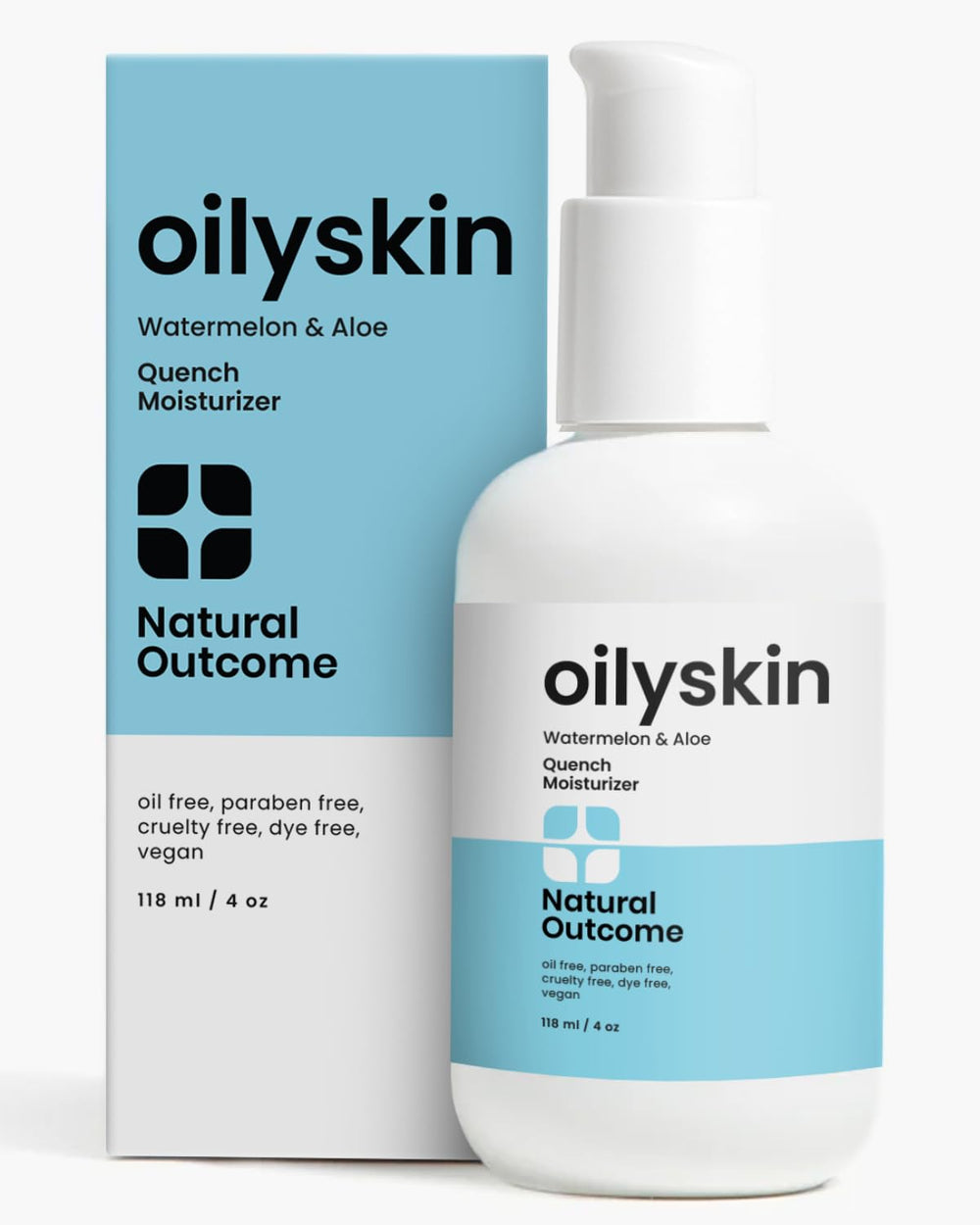 Natural Outcome Oily Skin Moisturizer bottle pump for oil-free daily hydration.