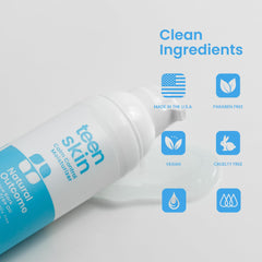 Natural Outcome Teen Skin Moisturizer label close-up highlights natural ingredients