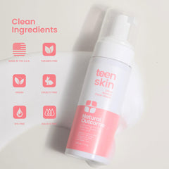 Natural Outcome Teen Skin Ultra Gentle Green Tea Pomegranate highlights natural cleansing ingredients for refreshed skin.