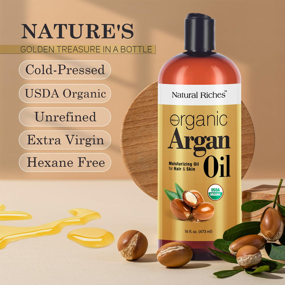 Natural Riches Argan Oil dropper image focusing on precise, mess-free usage.
