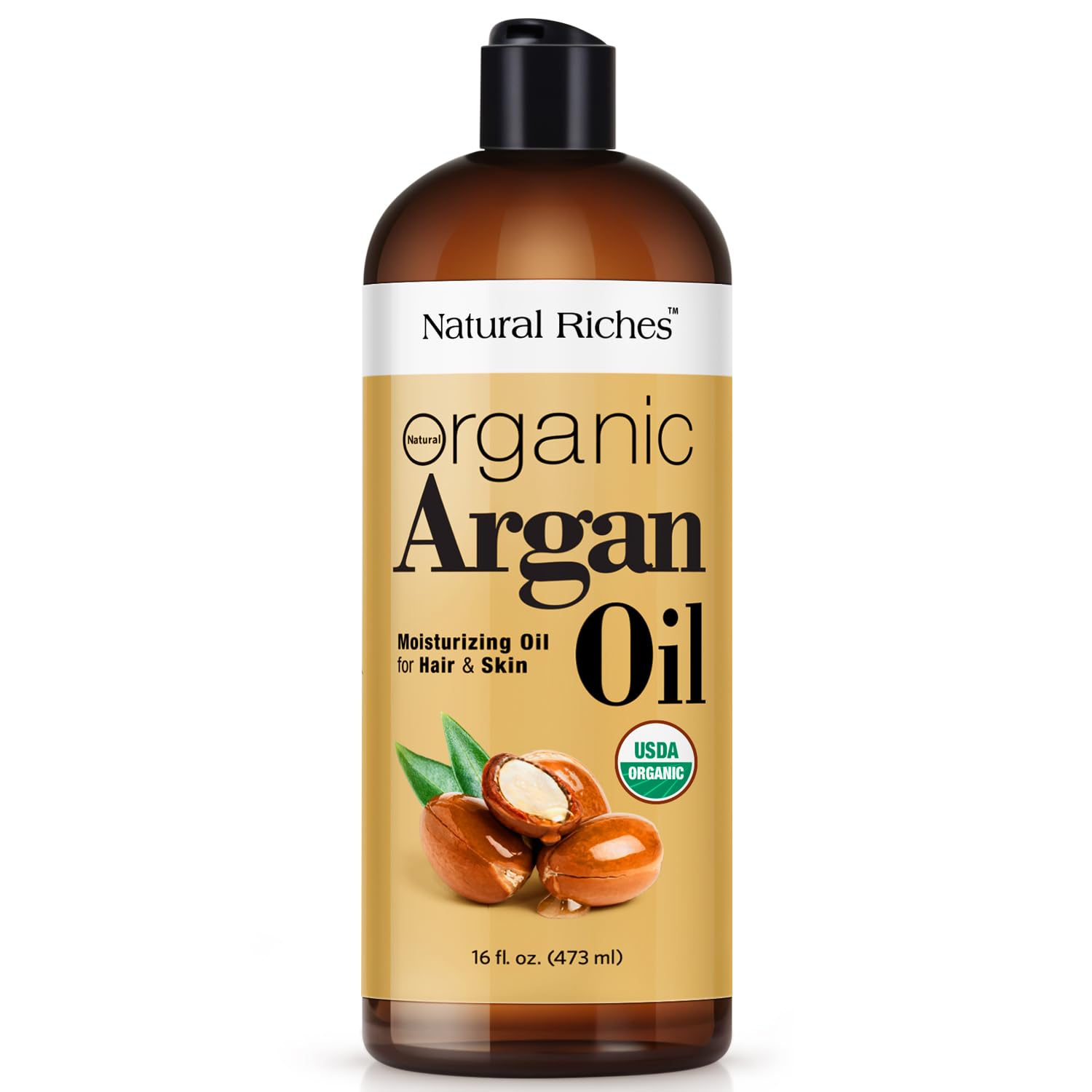 Natural Riches Argan Oil Morocco bottle pour for deep hair hydration and shine.