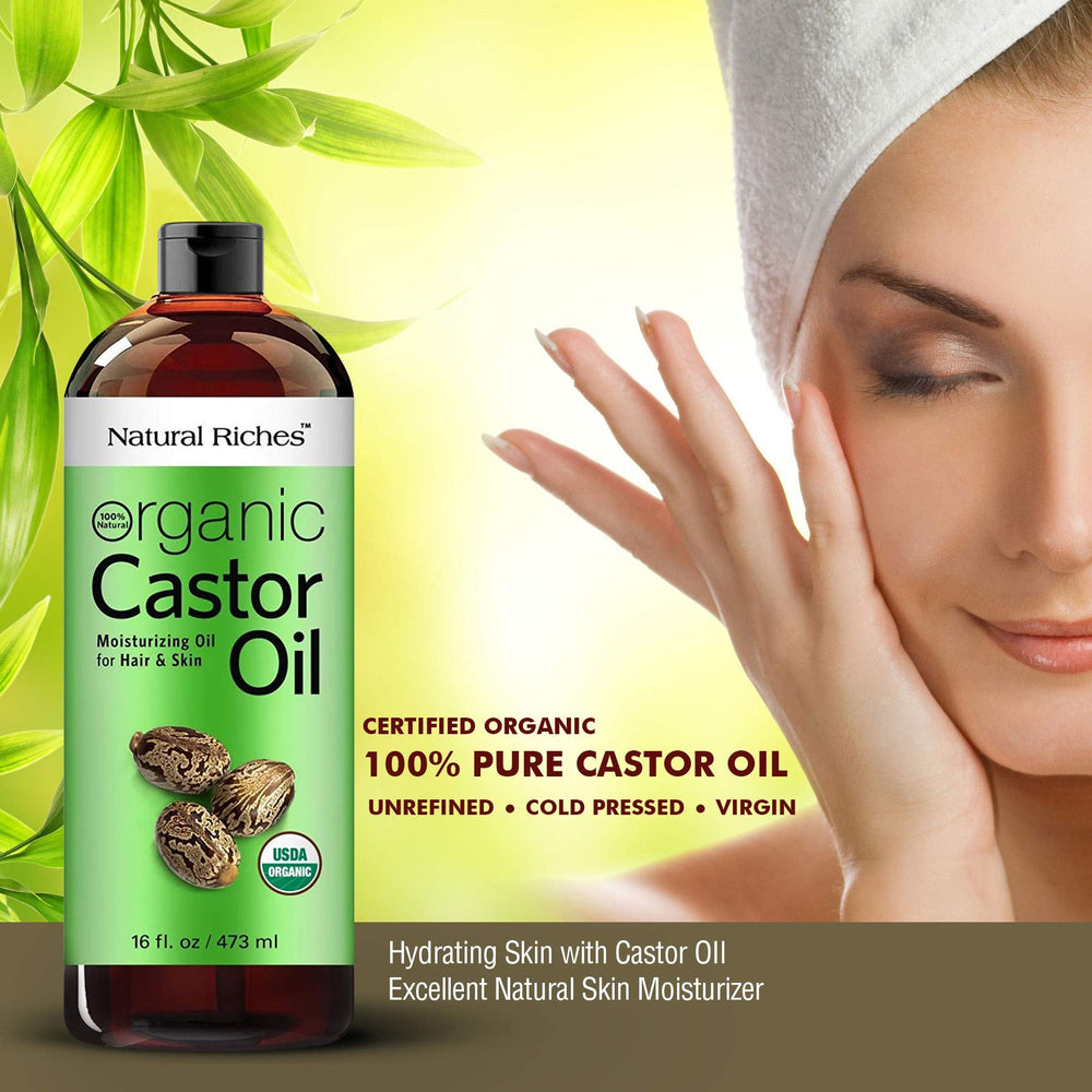 Natural Riches Castor Oil massaged into the scalp for conditioning and nourishment.