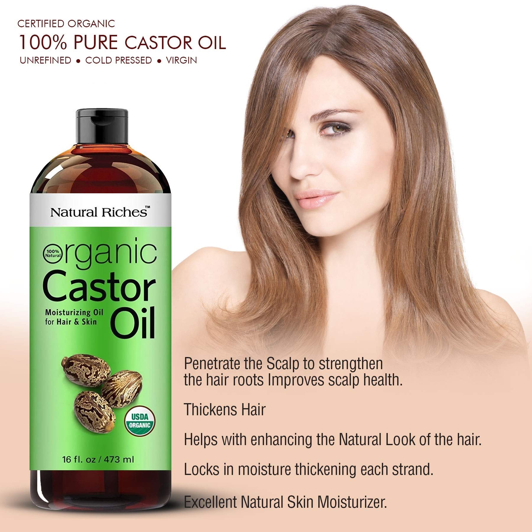 Natural Riches Castor Oil applied to dry skin for deep moisturization and glow.