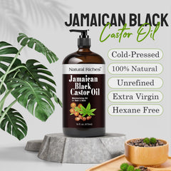 Natural Riches Jamaican Black Castor Oil hair-care application on styled strands