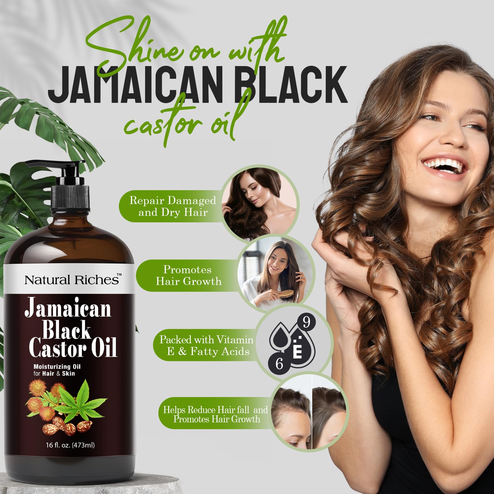 Natural Riches Jamaican Black Castor Oil pour shot promotes scalp nourishment
