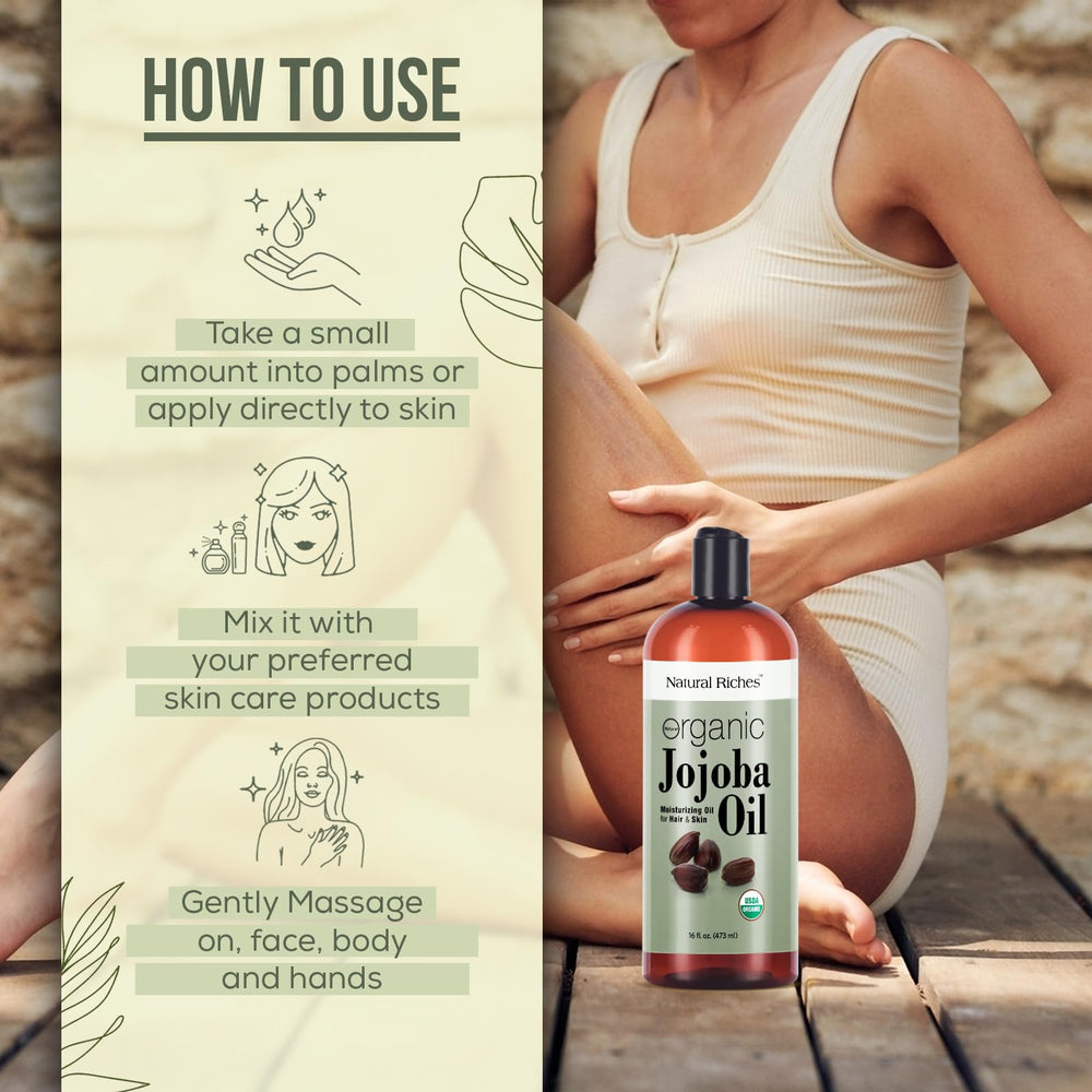 Natural Riches Jojoba Oil cold-pressed process highlights quality