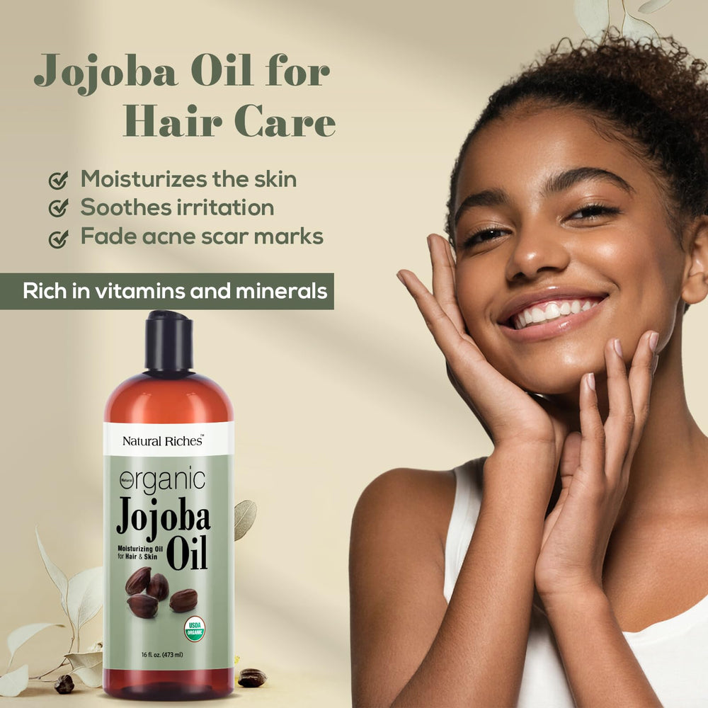 Natural Riches Jojoba Oil face application showing quick absorption