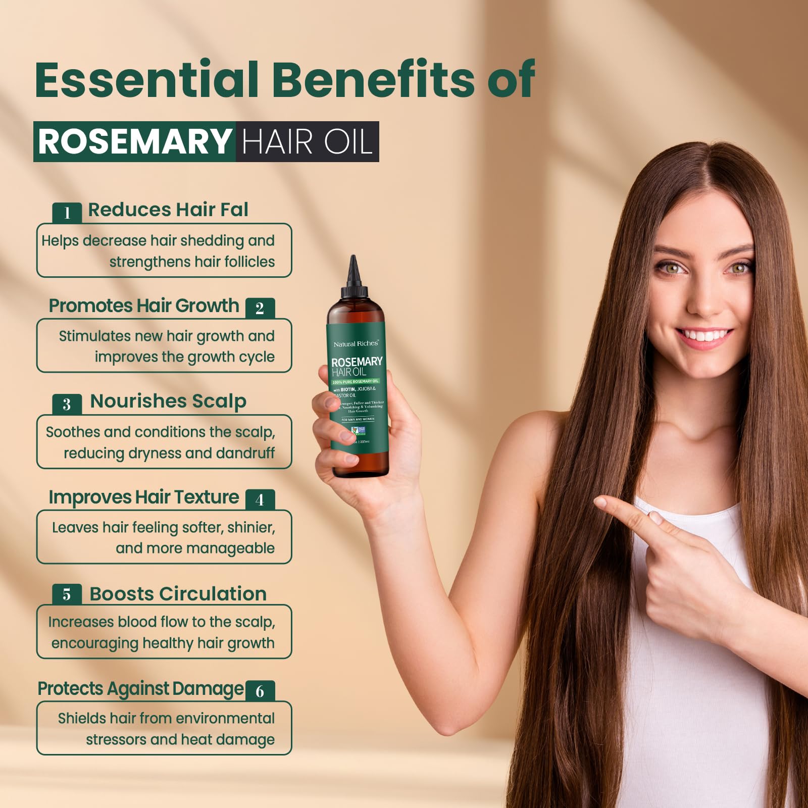 Natural Riches rosemary oil hair growth focus promotes stronger strands and voluminous looks