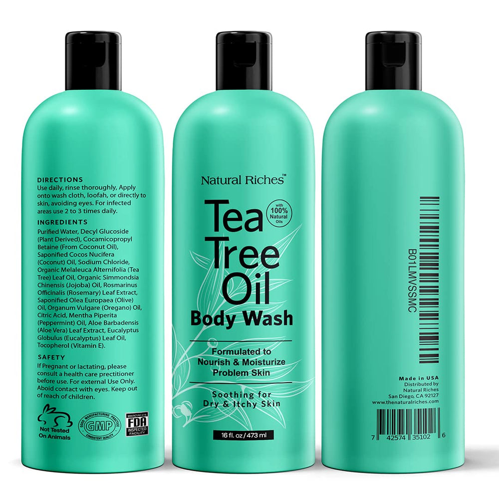 Natural Riches Tea Tree Body Wash daily-use formula supports balanced skin