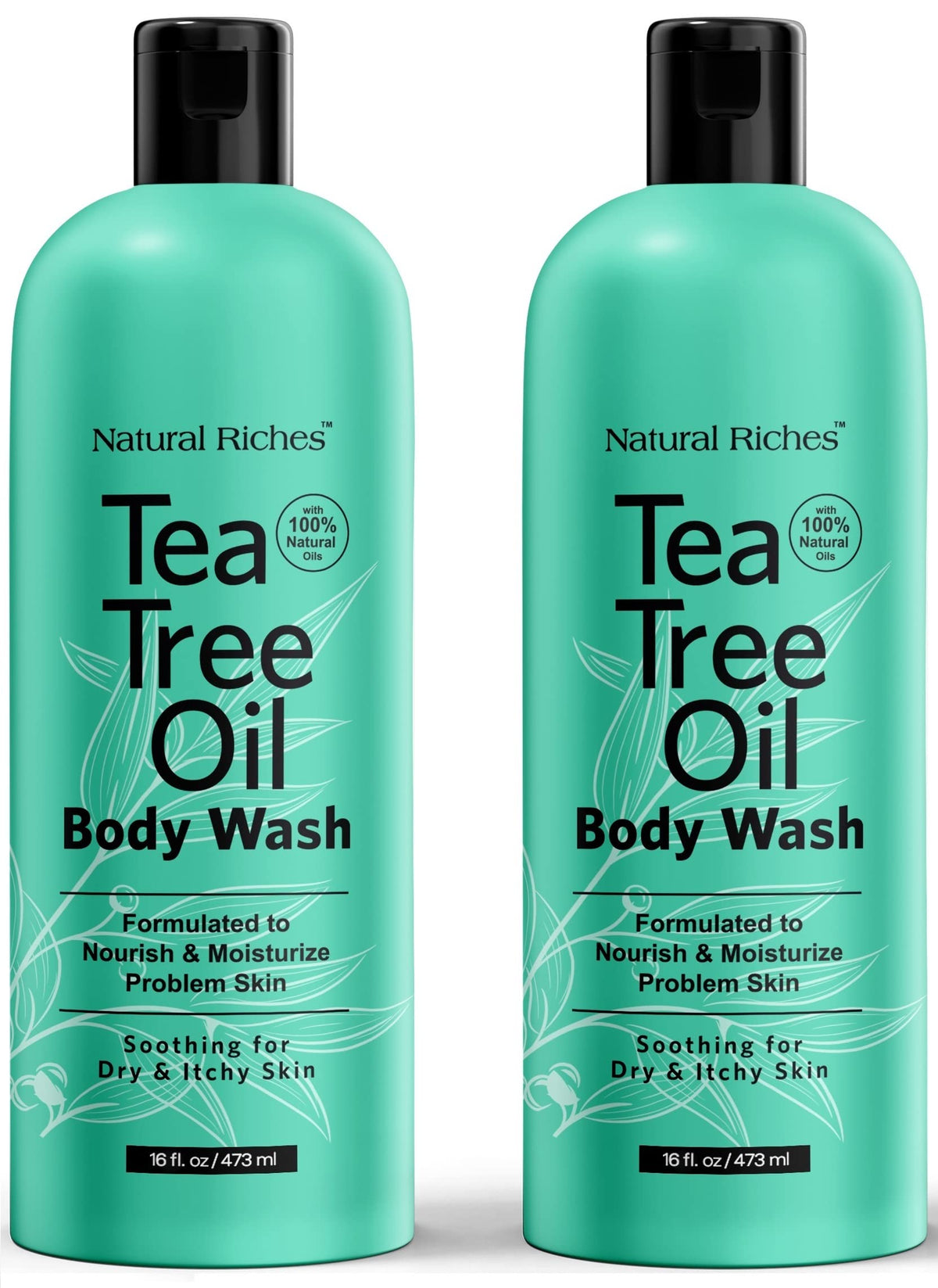 Natural Riches Tea Tree Oil Body Wash bottle ready for daily refreshing cleanse.