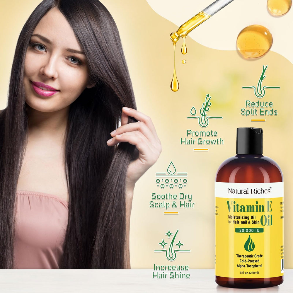 Natural Riches Vitamin E oil applied to nails to soften cuticles.