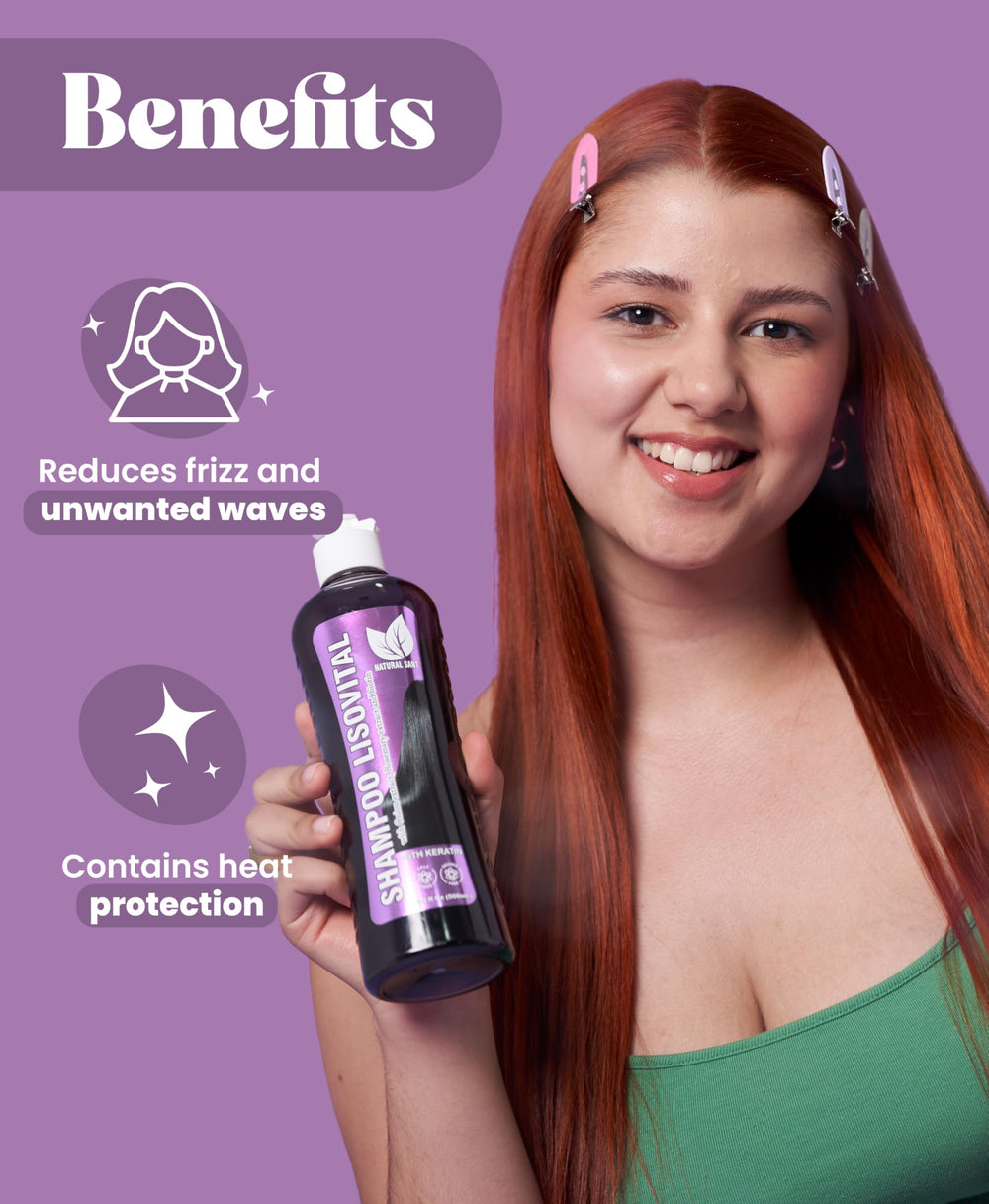 Natural Sant Liso Vital Leave-In tube shows heat protection for styling without damage