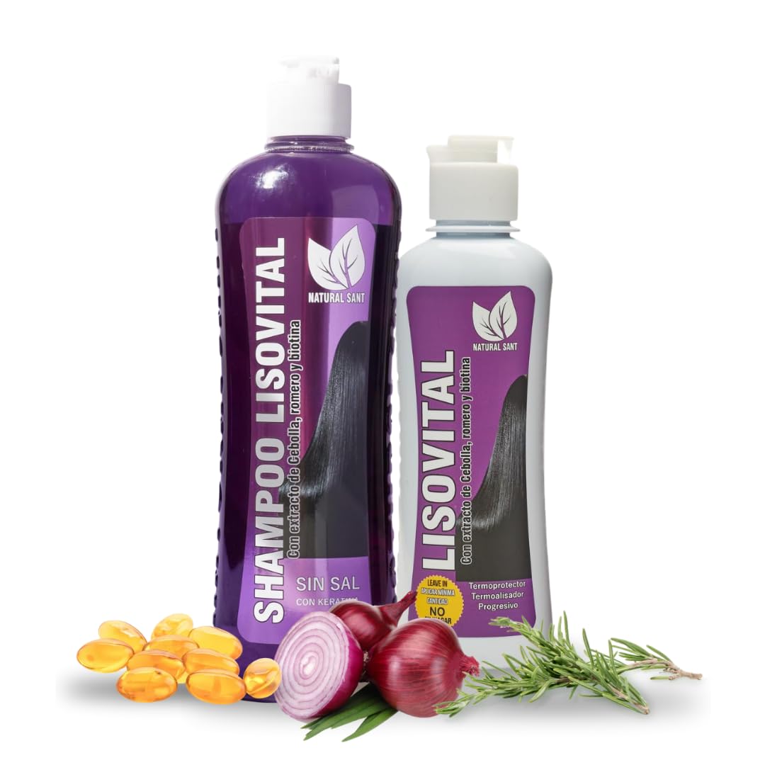 Natural Sant Liso Vital Shampoo bottle demonstrates frizz-control cleansing for smooth hair