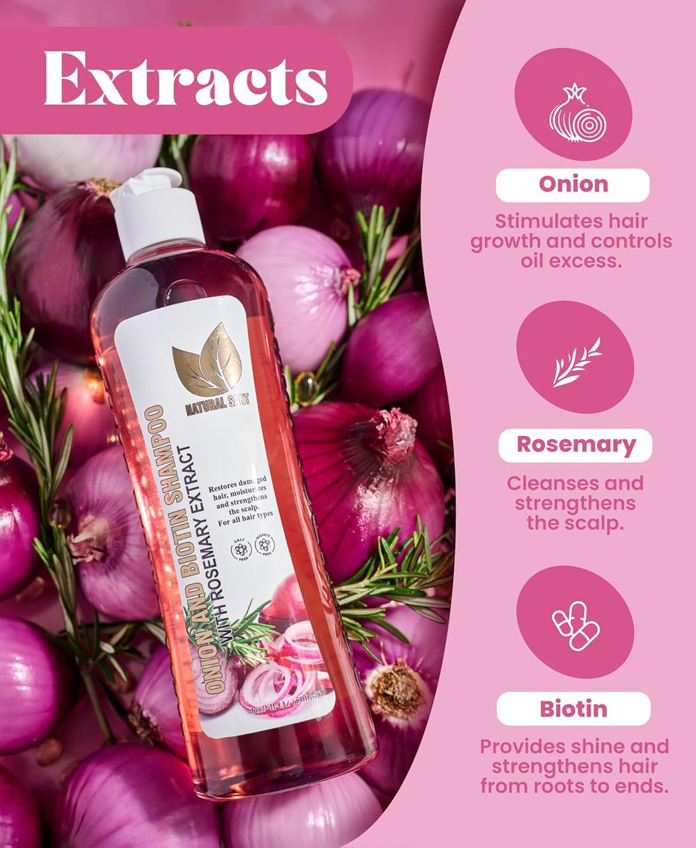 Natural Sant onion extract close-up highlighting nourishing scalp properties.