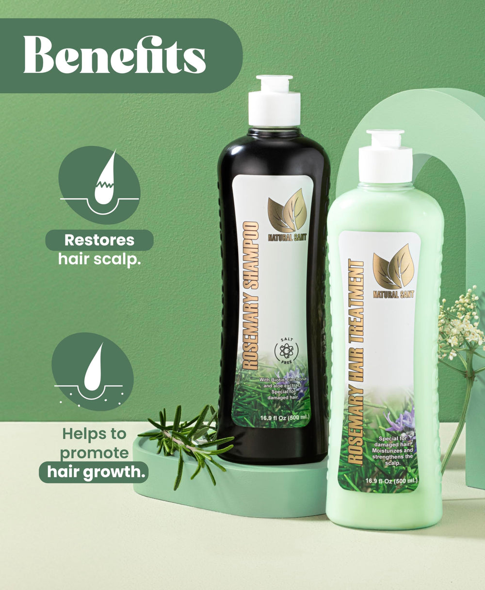 Natural Sant Rosemary & Cinchona hydration image communicates deep moisture for damaged hair.