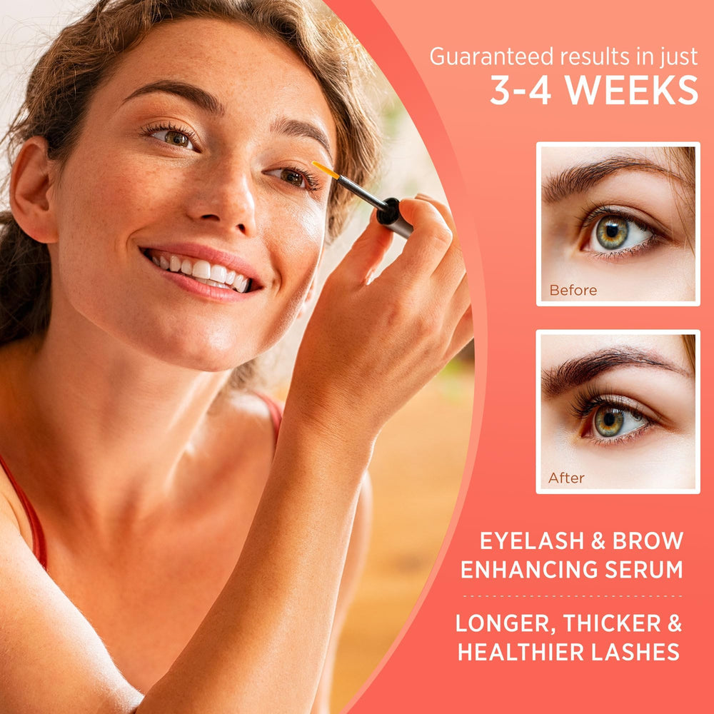Natural Vine serum on lashes and brows demonstrates versatile fuller look.