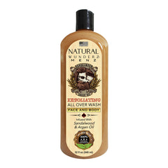 Natural Wunderz mens wash sandalwood-argon bottle pour for an invigorating cleanse