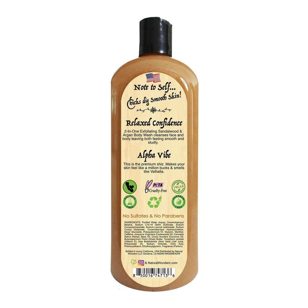 Natural Wunderz mens wash sandalwood-argon exfoliating beads for gentle exfoliation